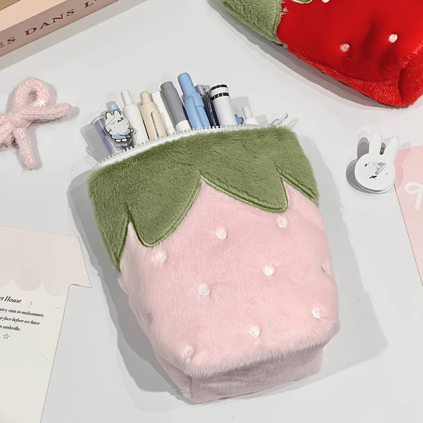 Stationery Office Supply Store - Japanese-Style Vintage Strawberry Vertical Pencil Case,