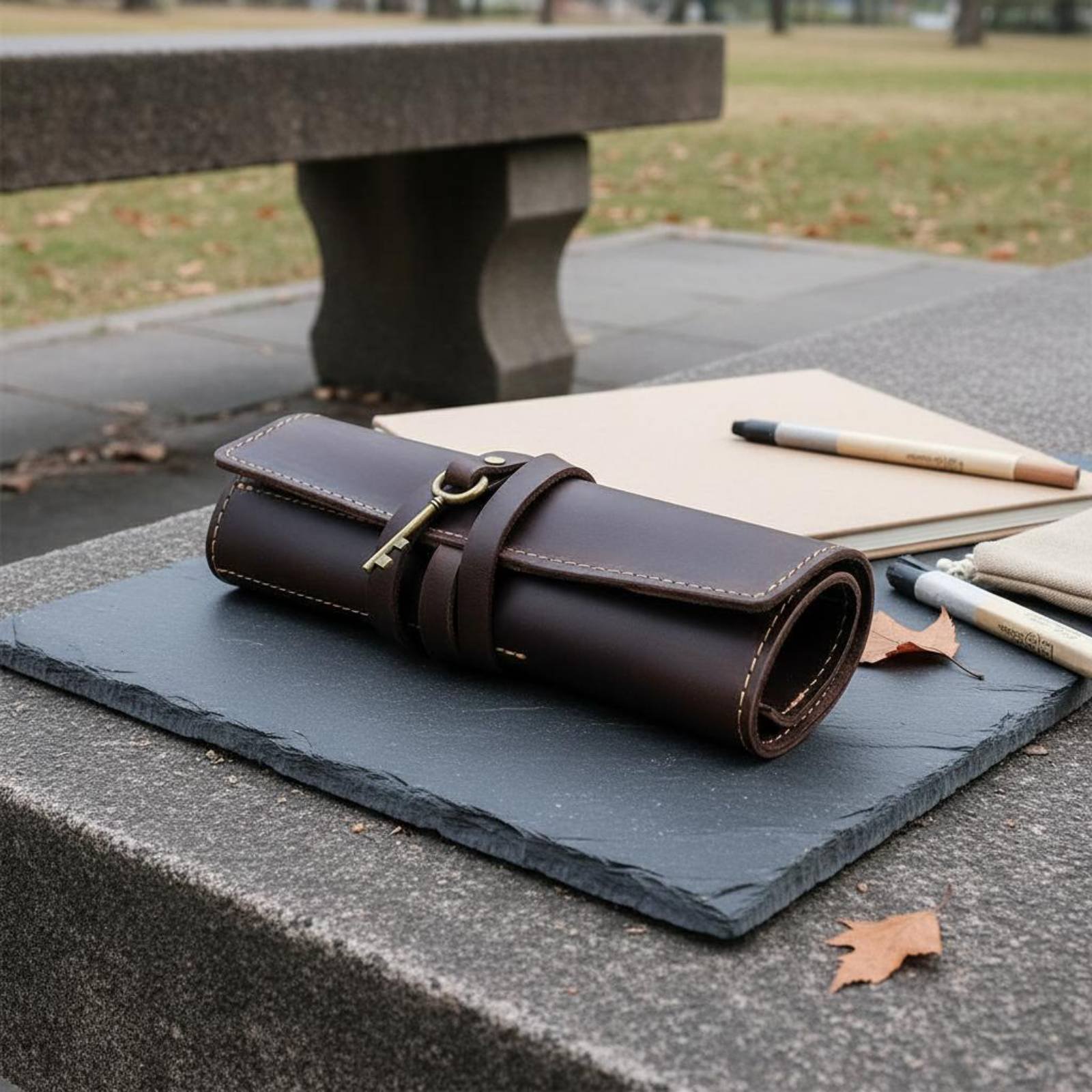 Leather Foldable Writing Utens - Pen Pouch Roll recension och pris