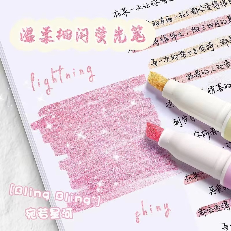 4 Pcs/Box Kawaii Glitter Highl - Highlighter Set Pastel recension och pris