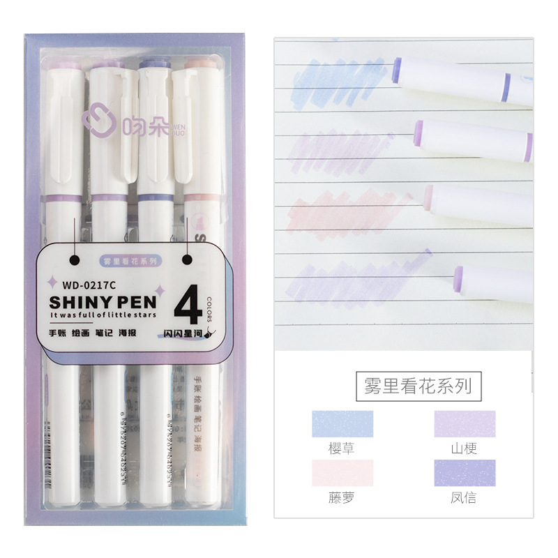 4 Pcs/Box Kawaii Glitter Highl - Highlighter Set Pastel recension och pris