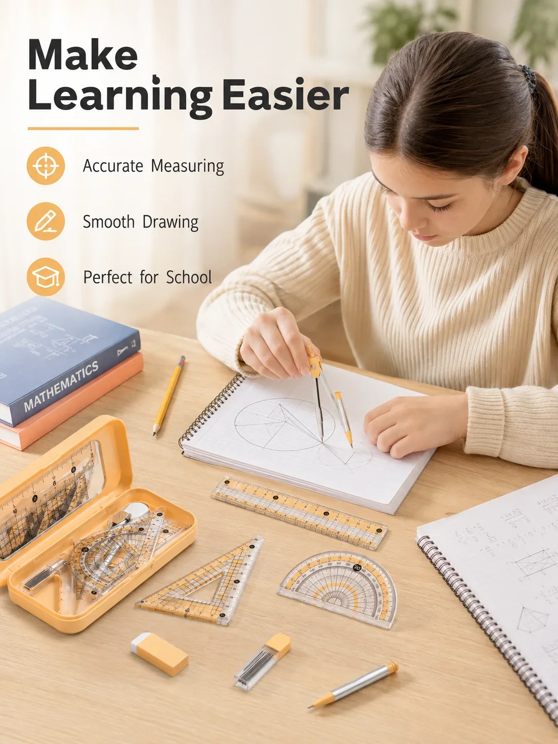 8-Piece Math Geometry Set for  - Compass Geometry Set recension och pris