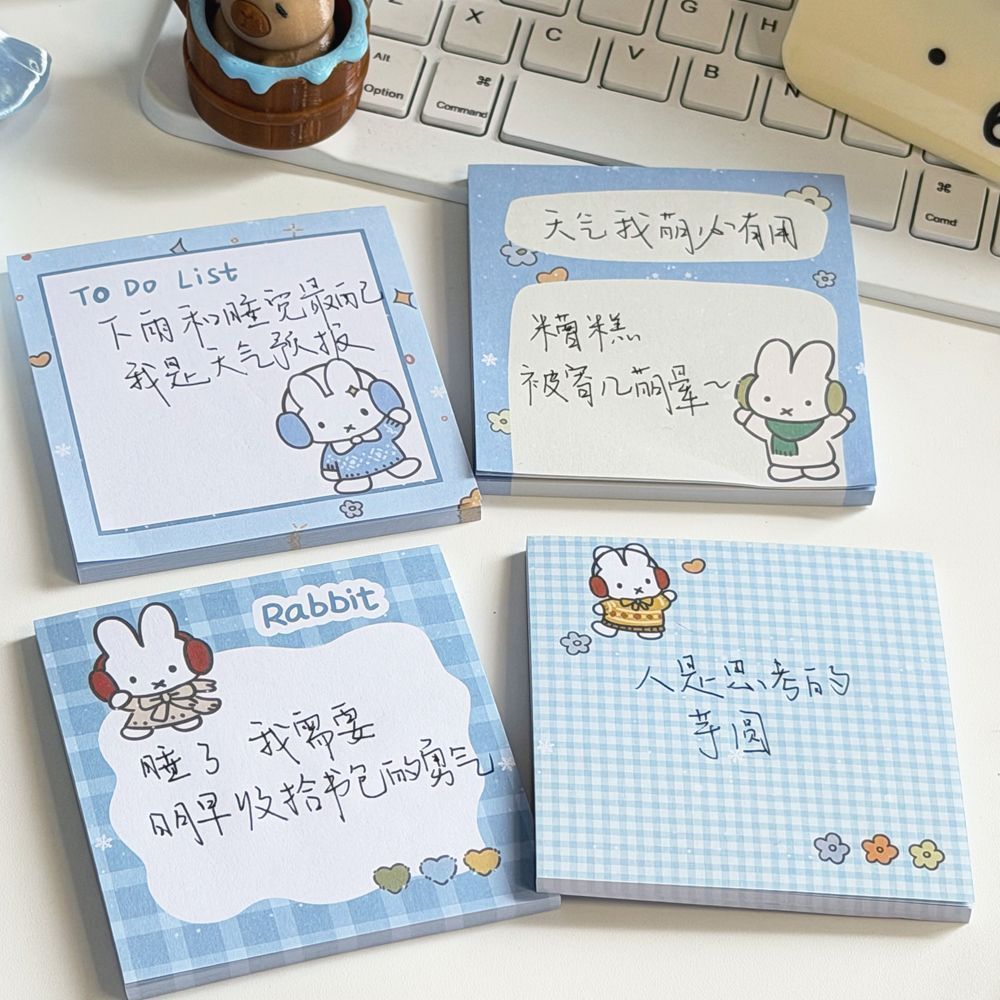Kawaii Blue Grid Miffy Rabbit  - Stationery Office Items List recension och pris