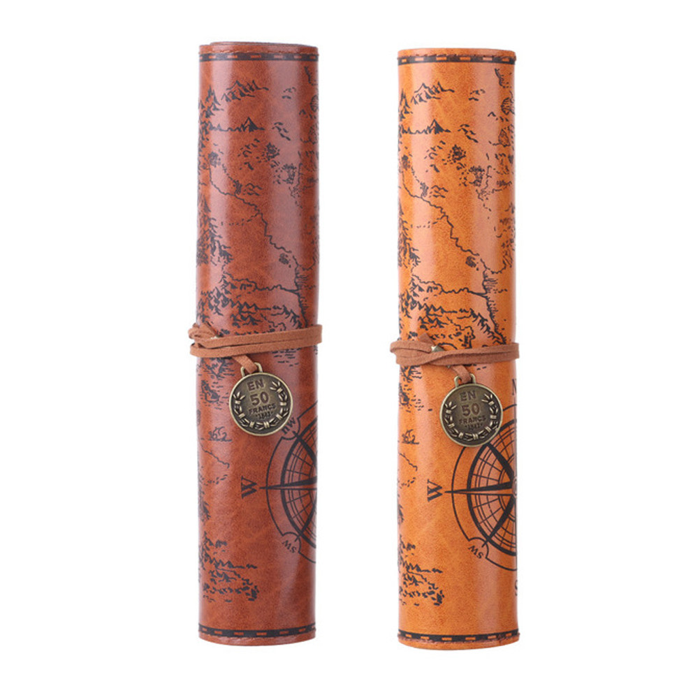 2Pcs Vintage Pencil Case PU Ro - Pen Pouch Roll recension och pris