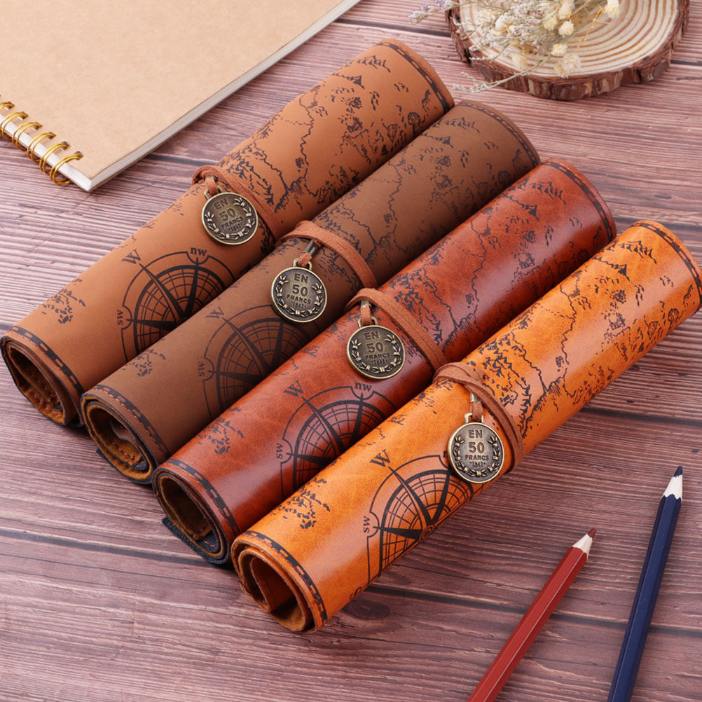 2Pcs Vintage Pencil Case PU Ro - Pen Pouch Roll recension och pris